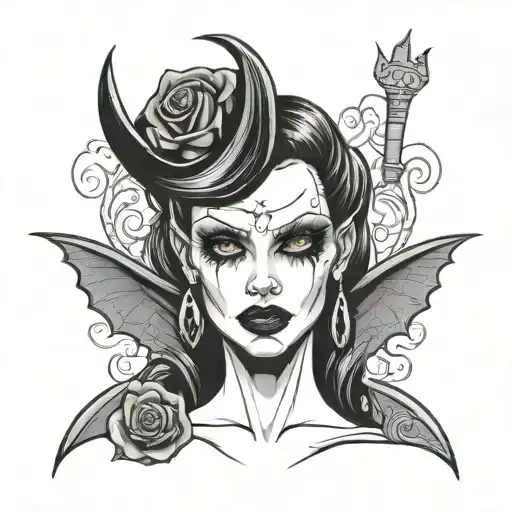 sexy vampire lady head tattoo design idea
