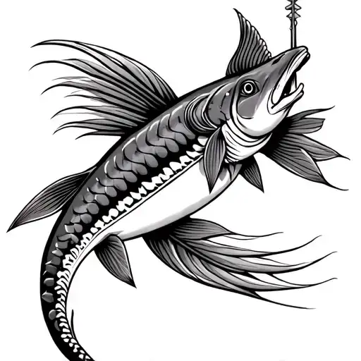 Sturgeon, indigenous style tattoo design idea