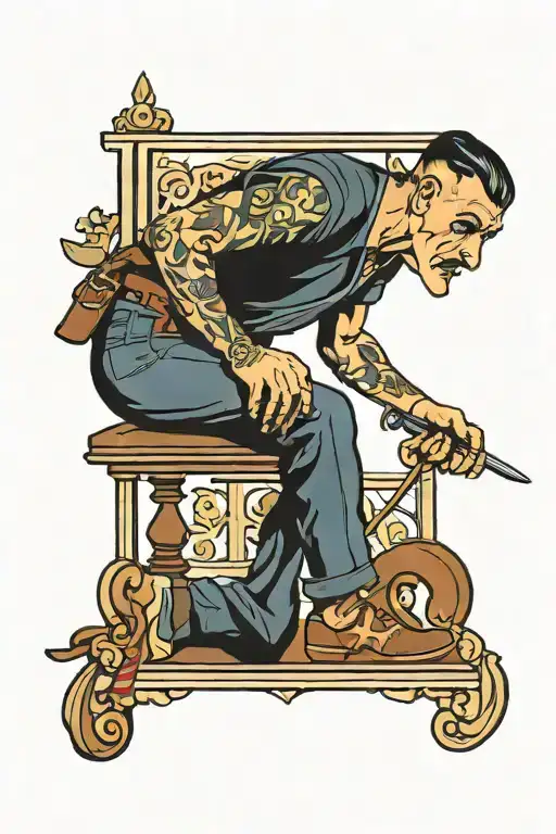 straight man sitting tattoo design idea