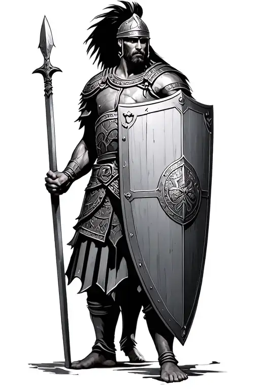 gladiator with a shield tattoo design idea