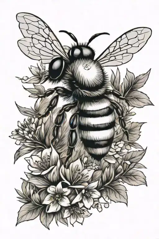 bee forest scene with a hidden tattoo design idea