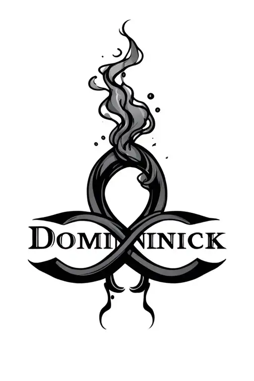 Dominick name tattoo with smoke infinity symbol tattoo design idea