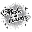 The words "Made in heaven" with stars around it tattoo design idea