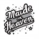 The words "Made in heaven" with stars around it tattoo design idea