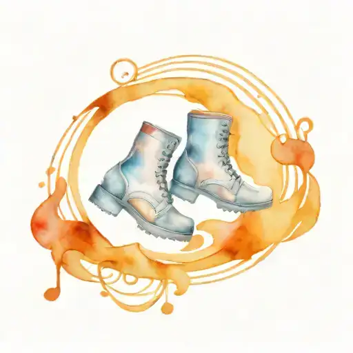 Shoe-shine kit and spirital soul music note intertwined tattoo design idea