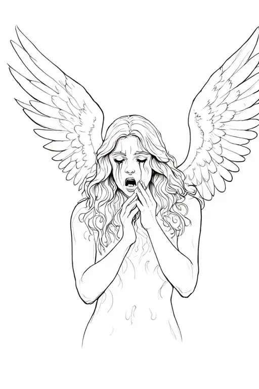 Crying Angel tattoo design idea