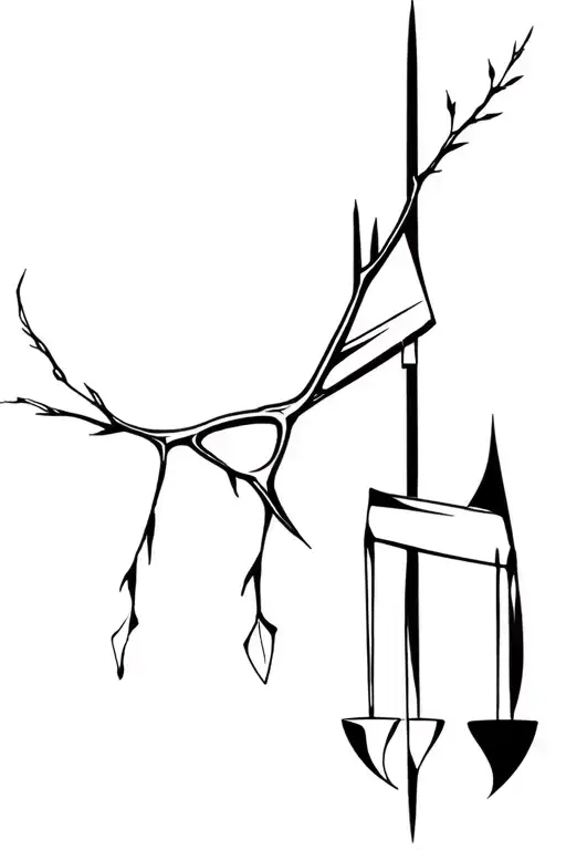 A branch passing through Anubis with Libra tattoo design idea