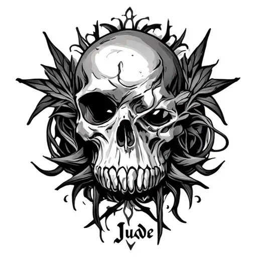 gothic tattoo with the name jude disguised hidden in it  tattoo design idea