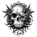 gothic tattoo with the name jude disguised hidden in it  tattoo design idea