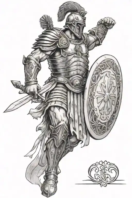 Roman centurion with sword raised up tattoo design idea