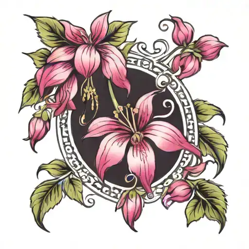 fuchsia flower tattoo design idea