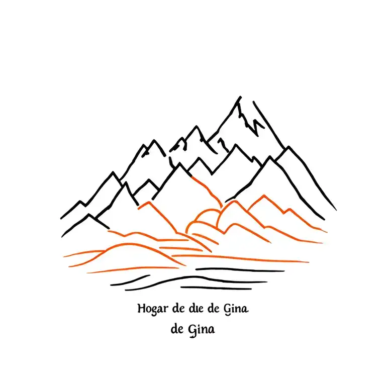 "Hogar de Gina" Mountains with colorless sunrise tattoo design idea