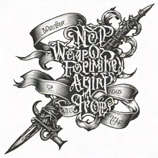 No weapon formed against me shall prosper written in script tattoo design idea