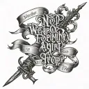 No weapon formed against me shall prosper written in script tattoo design idea