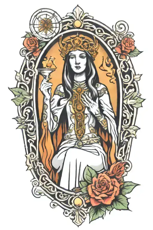 high priestess tarot card tattoo design idea