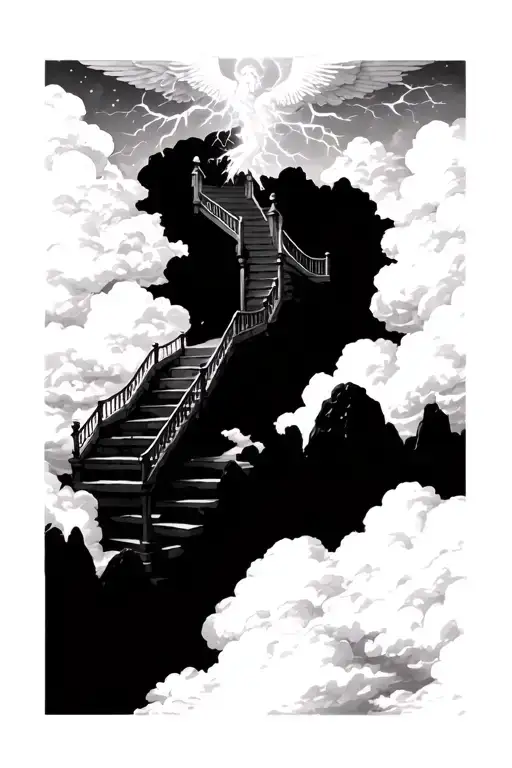 thunderstorm heaven and stairs going into heaven tattoo design idea
