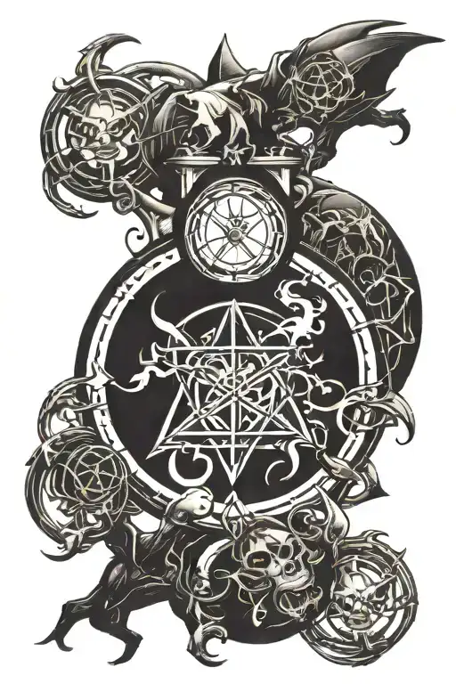 greed full metal alchemist alchemy circle tattoo design idea