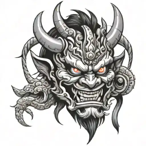 oni mask tattoo design idea