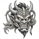 oni mask tattoo design idea