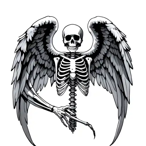 Skeleton Angel Wings tattoo design idea
