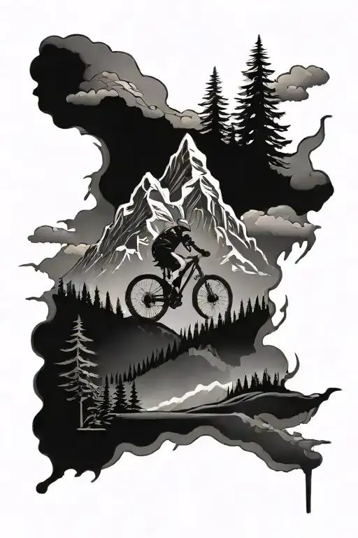 Mountain and mtb xc tattoo design idea