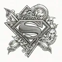 rip lil brother with superman symbol in a unique design combining tattoo  tattoo design idea