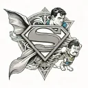 rip lil brother with superman symbol in a unique design combining tattoo  tattoo design idea