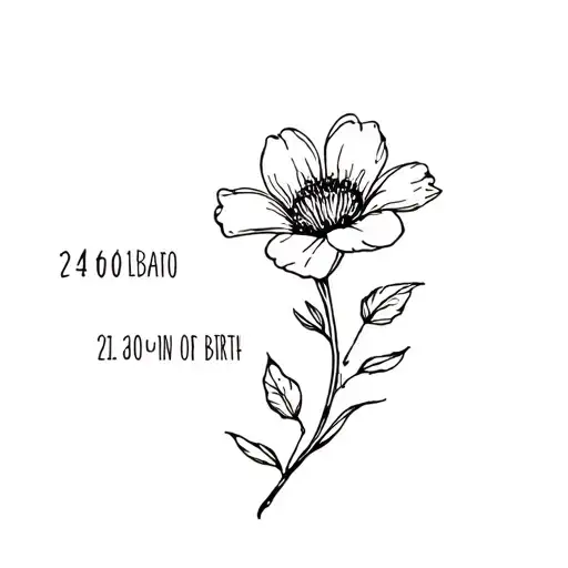 flower and date of birth tattoo design idea
