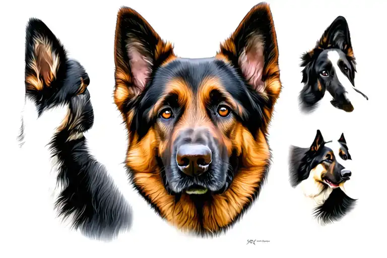My lovely German Shepherd dog, looking forward tattoo design idea