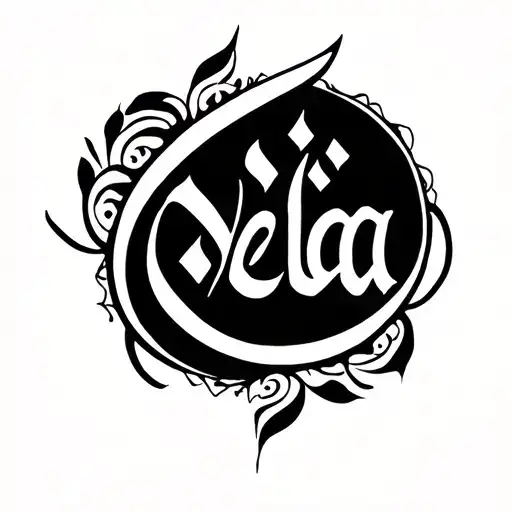 Tattoo design of the name “Nela” written in Persian (Farsi) script.The font should be unique and artistic, suitable for tattoo design idea