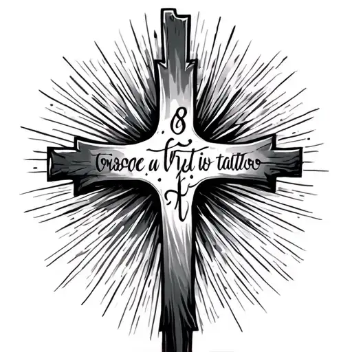 Simple cross with Isaiah 6:8 written tattoo design idea