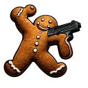 i want gingerbread man with two tec 9 flying tattoo design idea
