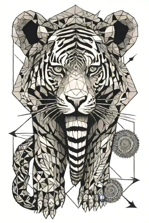 tiger peacock elephant bow and arrow tattoo design idea