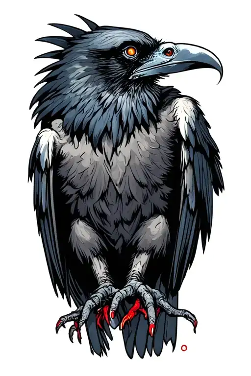 undead raven tattoo design idea
