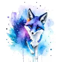 Galaxy with kitsune fox tattoo design idea