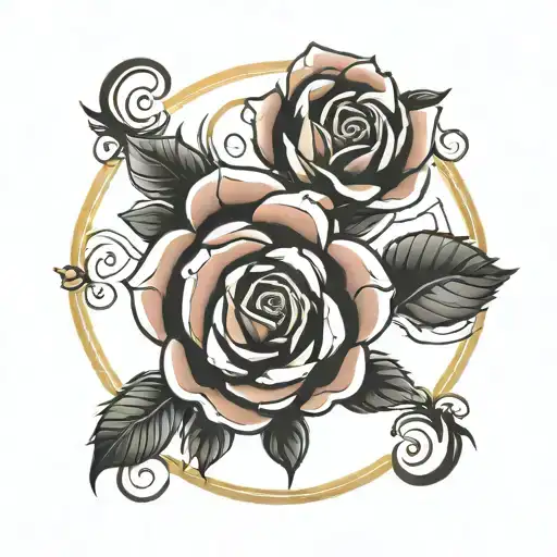 round border of roses with open center surrounded tattoo design idea