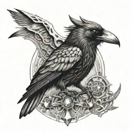 Crow with Diamonds HR Giger Alien Creepy tattoo design idea