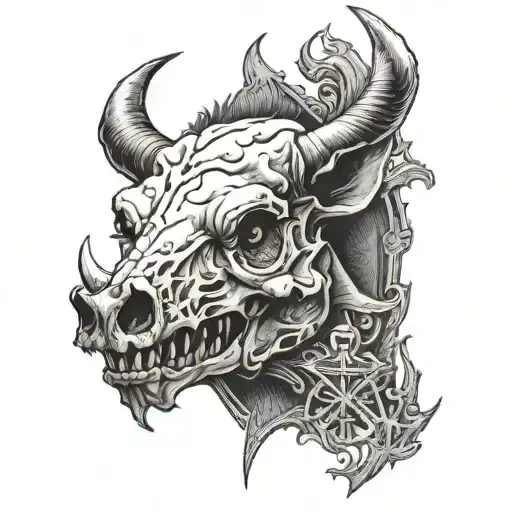boar skull, southern cross tattoo design idea
