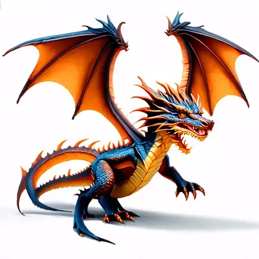 Hyper Realistic Dragon, full body view, Both Wings Open, Facing towards me, Background with mystic waves. tattoo design idea