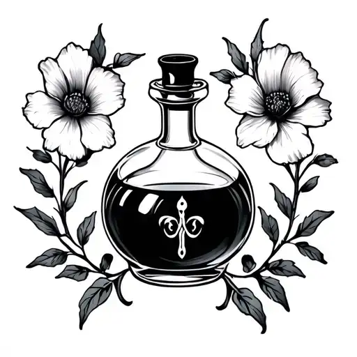 Practical Magic potion bottle belladonna poison flower tattoo design idea