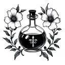Practical Magic potion bottle belladonna poison flower tattoo design idea
