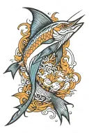 graffiti marlin leaping tattoo design idea