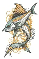 graffiti marlin leaping tattoo design idea