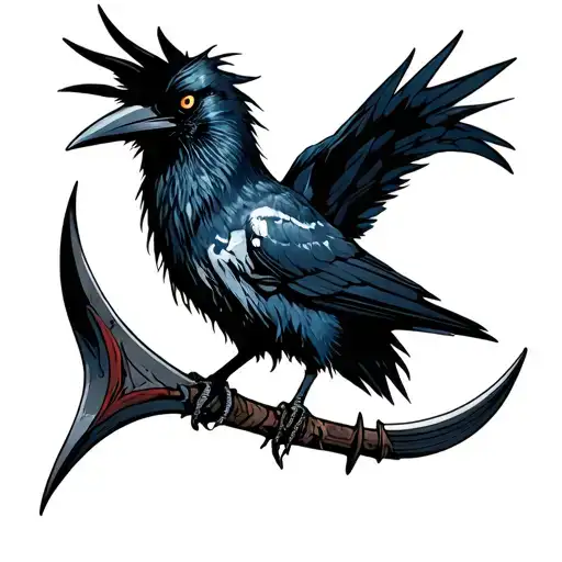 Create a tattoo of a zombie crow up in a scythe tattoo design idea
