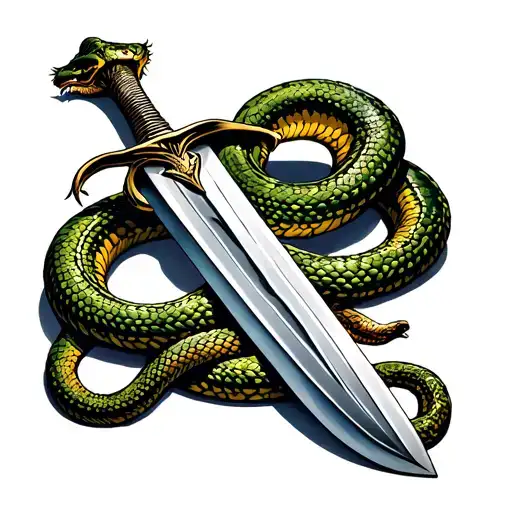 A sword with a snake around it tattoo design idea