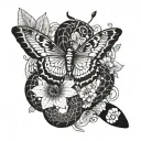 snake and butterfly tattoo design idea