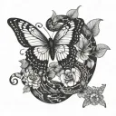 snake and butterfly tattoo design idea
