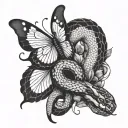 snake and butterfly tattoo design idea