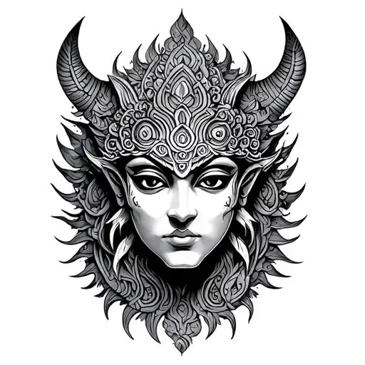 Rahu Ketu Nek tattoo design idea