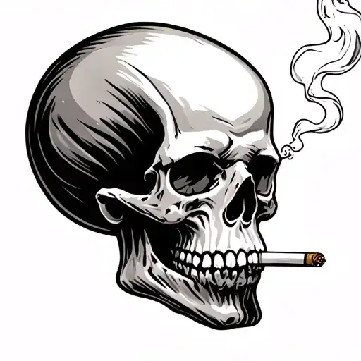Skull Smoking Cigarette out its mouth tattoo design idea